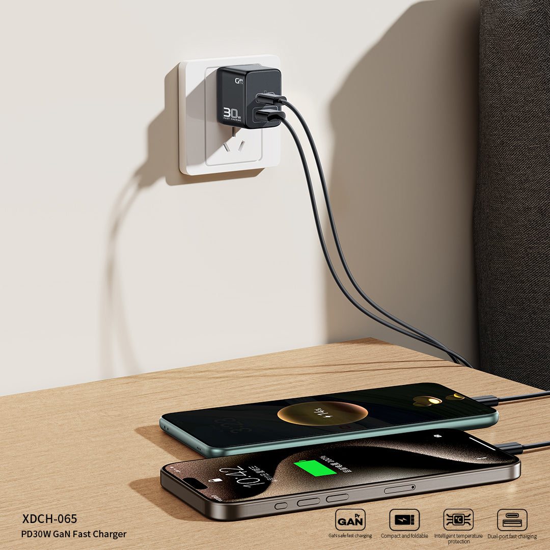 XUNDD XDCH-065 Type-C+USB-A 30W Fast Charging Block Portable GaN Power Adapter XUNDD XDCH-065 Type-C+USB-A 30W Fast Charging Block Portable GaN Power Adapter